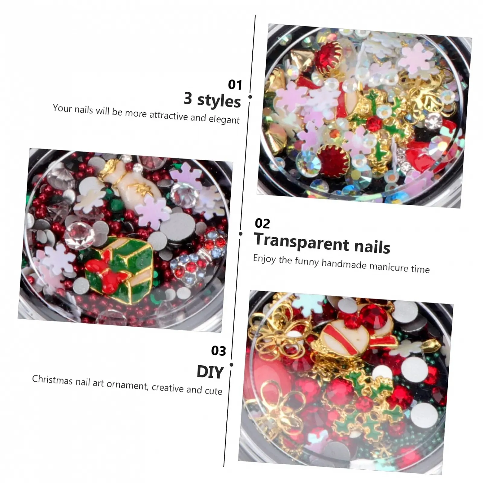 Набір прикрас для манікюру з новорічним дизайном (3 шт.), фото №3