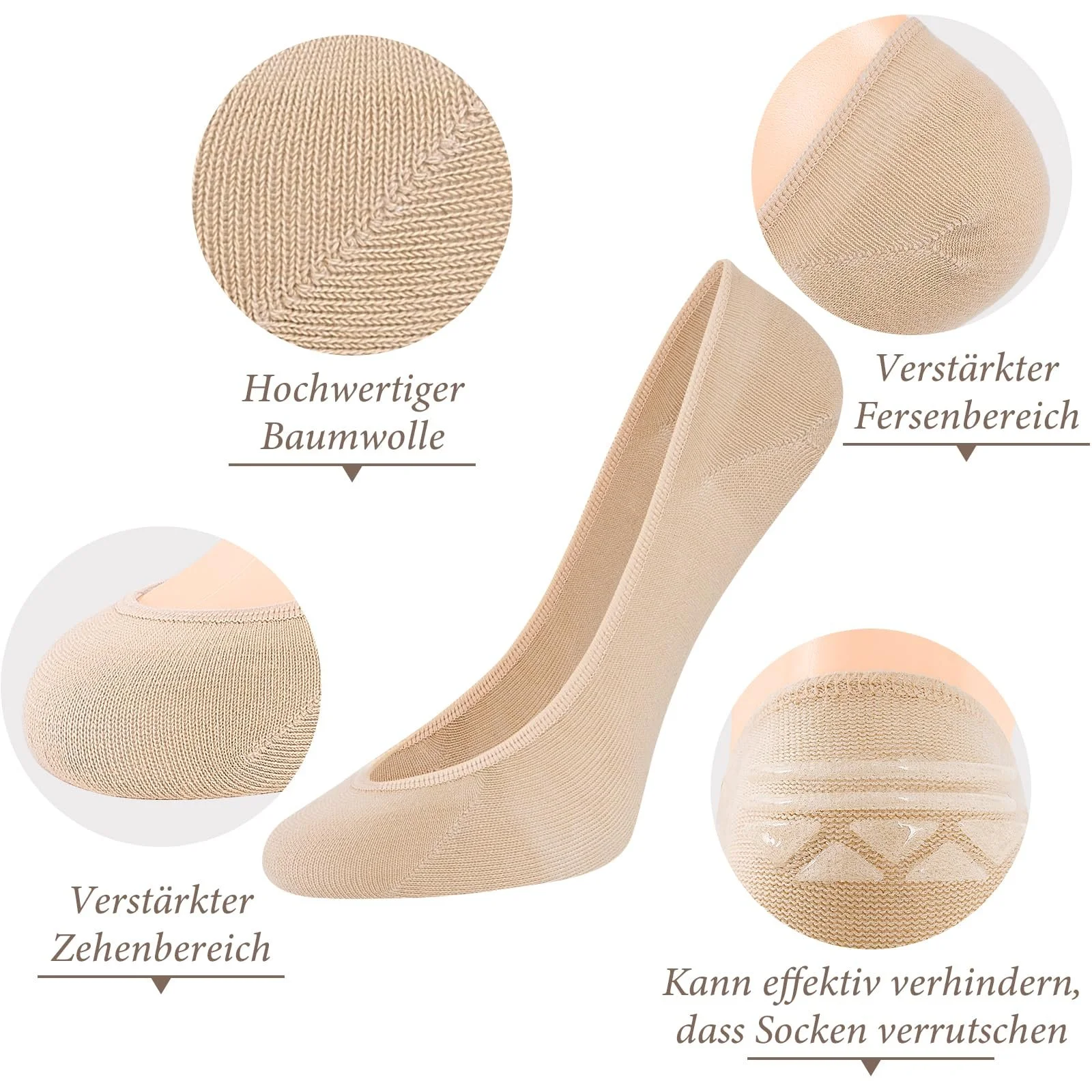 Женские носки-балетки 6 пар Хлопок Размер 35-38, 39-42, фото №2