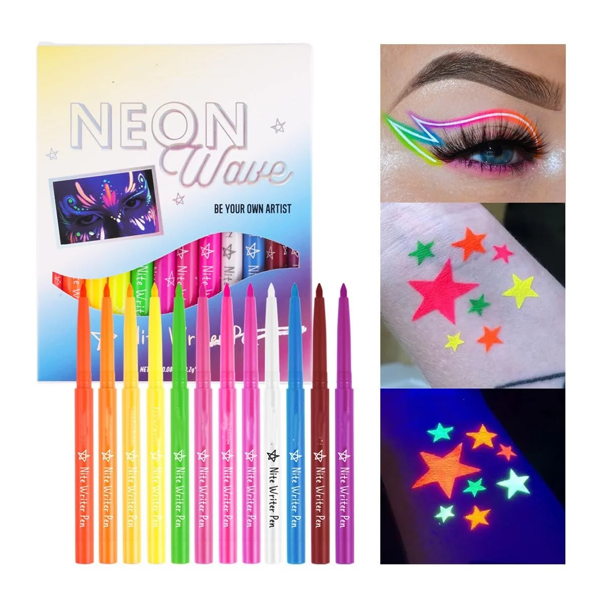 Підводка для очей 12 Colors UV Glow Neon Liquid Eyeliner, фото №6 Підводка для очей 12 Colors UV Glow Neon Liquid Eyeliner, фото №6