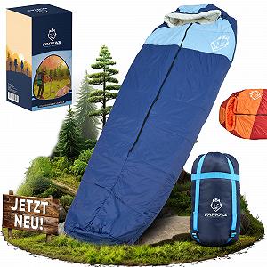 Спальный мешок FARKAS Outdoor 3 Сезона для взрослых [Высокий комфорт сна] Водонепроницаемый Ультралегкий Компактный Размер Мумия - Фото 1