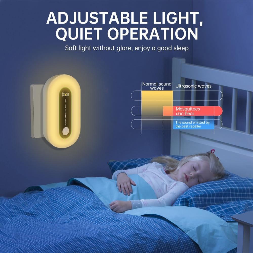 Ультразвуковий відлякувач шкідників та лампа-знищувач комарів Dual Mode Night Light електрична 2 шт., фото №4