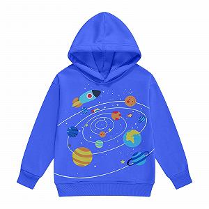Худі для хлопчиків з довгими рукавами з мультяшною ракетою і планетою - Фото 1