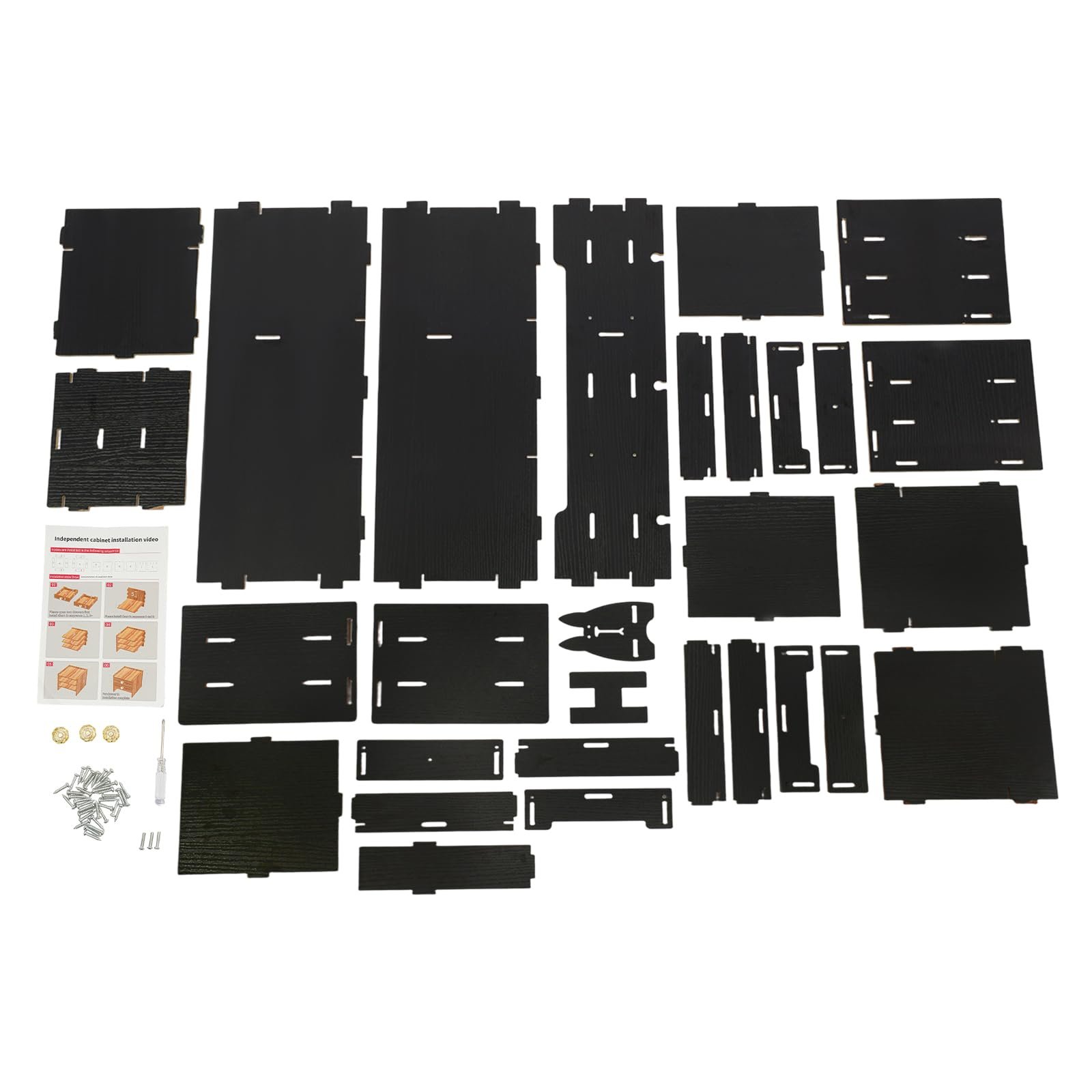 Підставка для монітора для комп'ютерного столу з 3 шухлядами, чорна, МДФ, регульована по висоті, фото №4