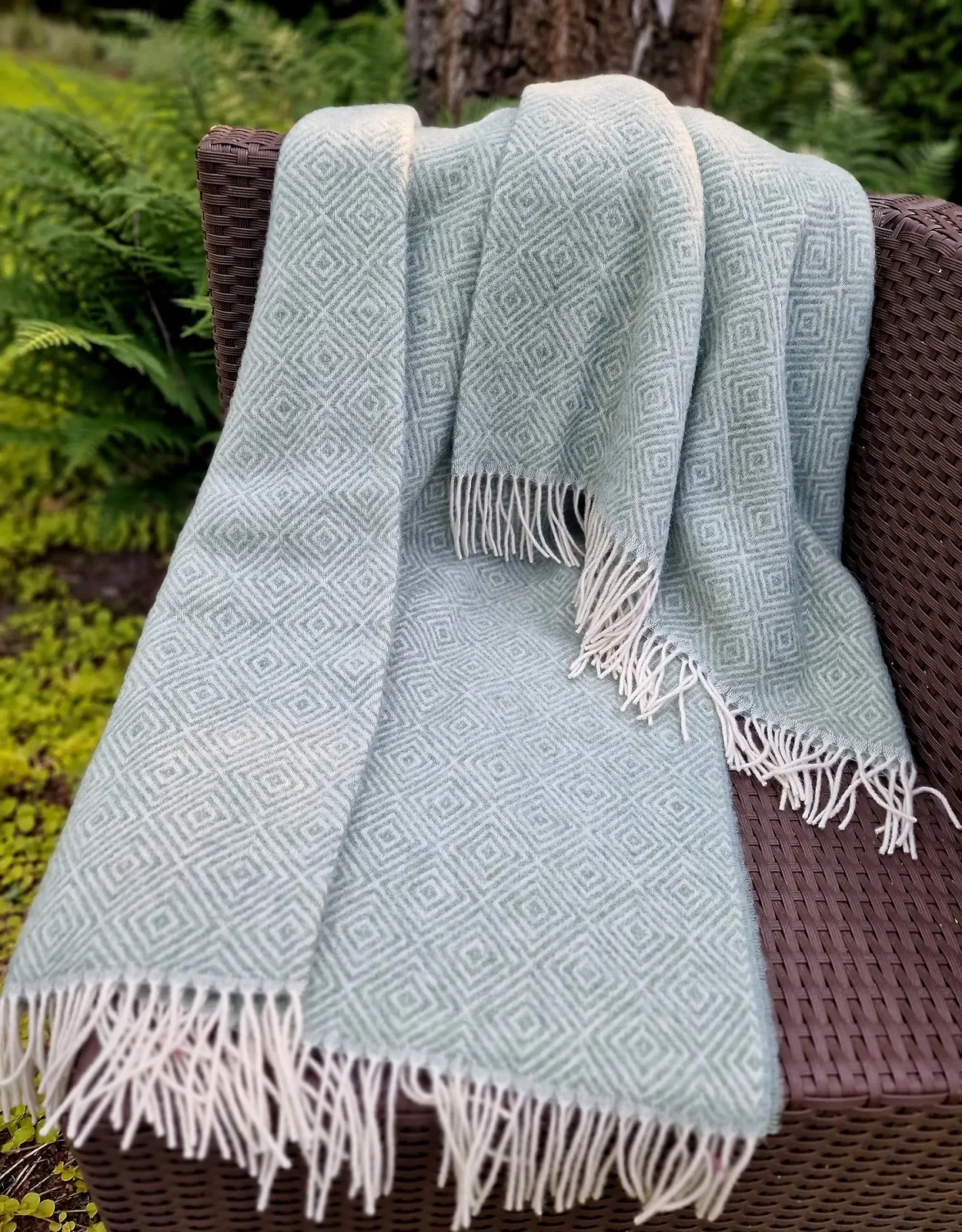 Плед STTS International Wool Tyrol з вовни, 140 x 200 см, світло-оливковий (D-V), фото №5