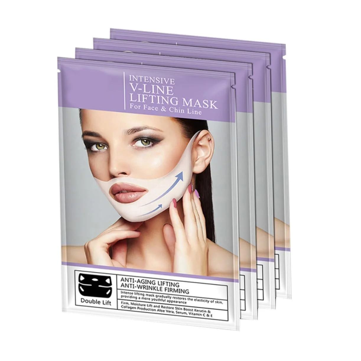 Маска для лица CALLARON Набор 12 штук с двойными ушными крючками, для подтяжки, укрепления и увлажнения, чтобы уменьшить двойной подбородок и улучшить эластичность кожи, фото №7