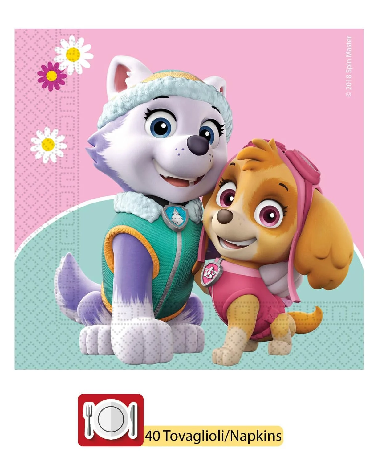 Набір посуду для вечірки Ciao Paw Patrol Skye & Everest для 24 осіб (112 предметів: 24 паперові тарілки діаметром 23 см, 24 паперові тарілки діаметром 20 см, 24 стаканчики 200 мл, 40 серветок 33 x 33 см), фото №4