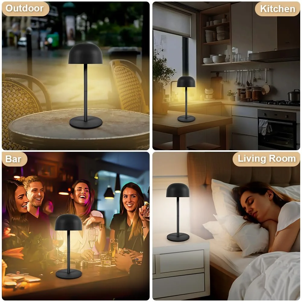 Настільна лампа HOTUT LED акумуляторна регульована висота сенсорна з димуванням Чорна, фото №7