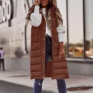 Женский стеганый жилет Beokeuioe Длинный synthetic.ua - Фото 1