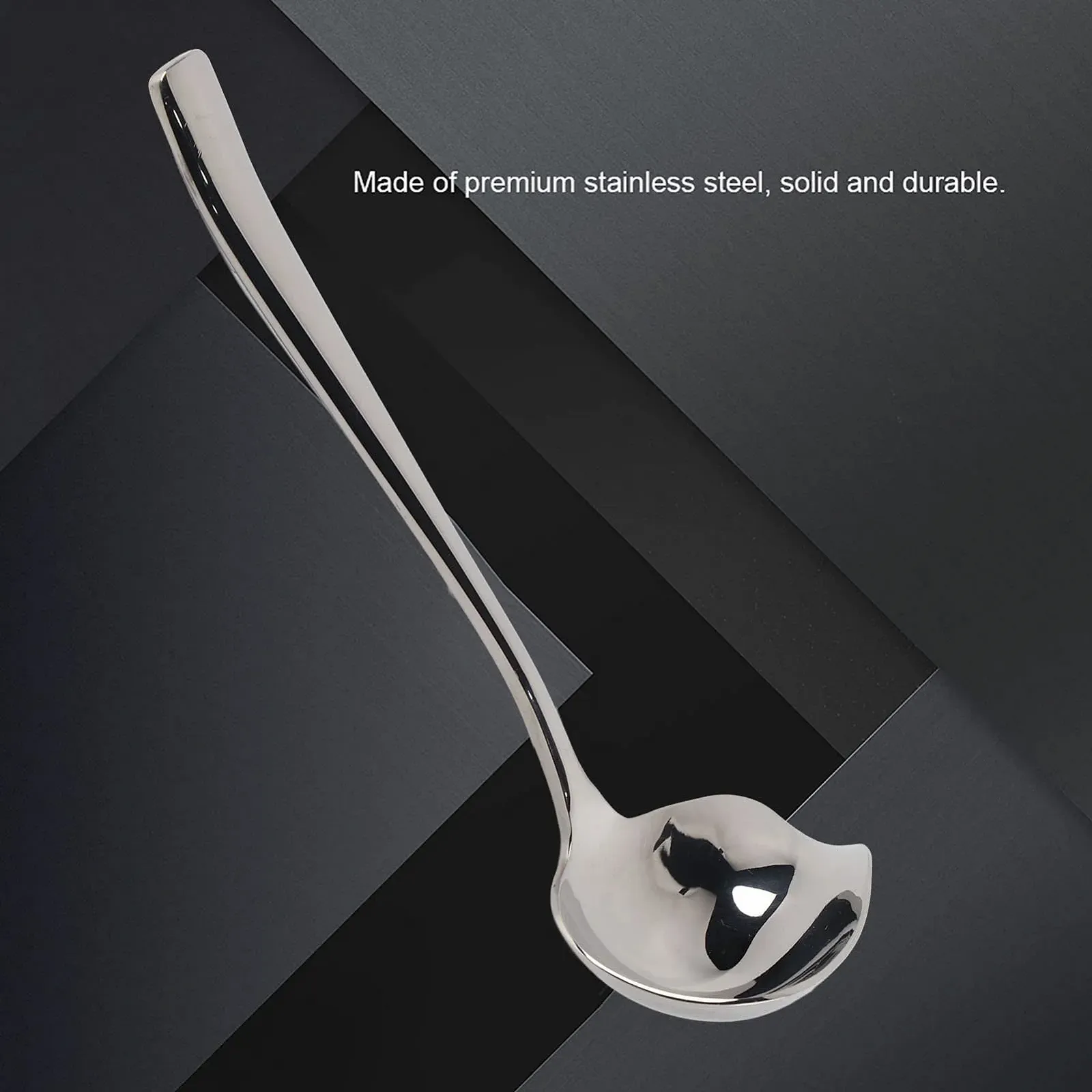 Ложка для соусу з нержавіючої сталі з носиком для розливу Premium, срібляста, фото №4