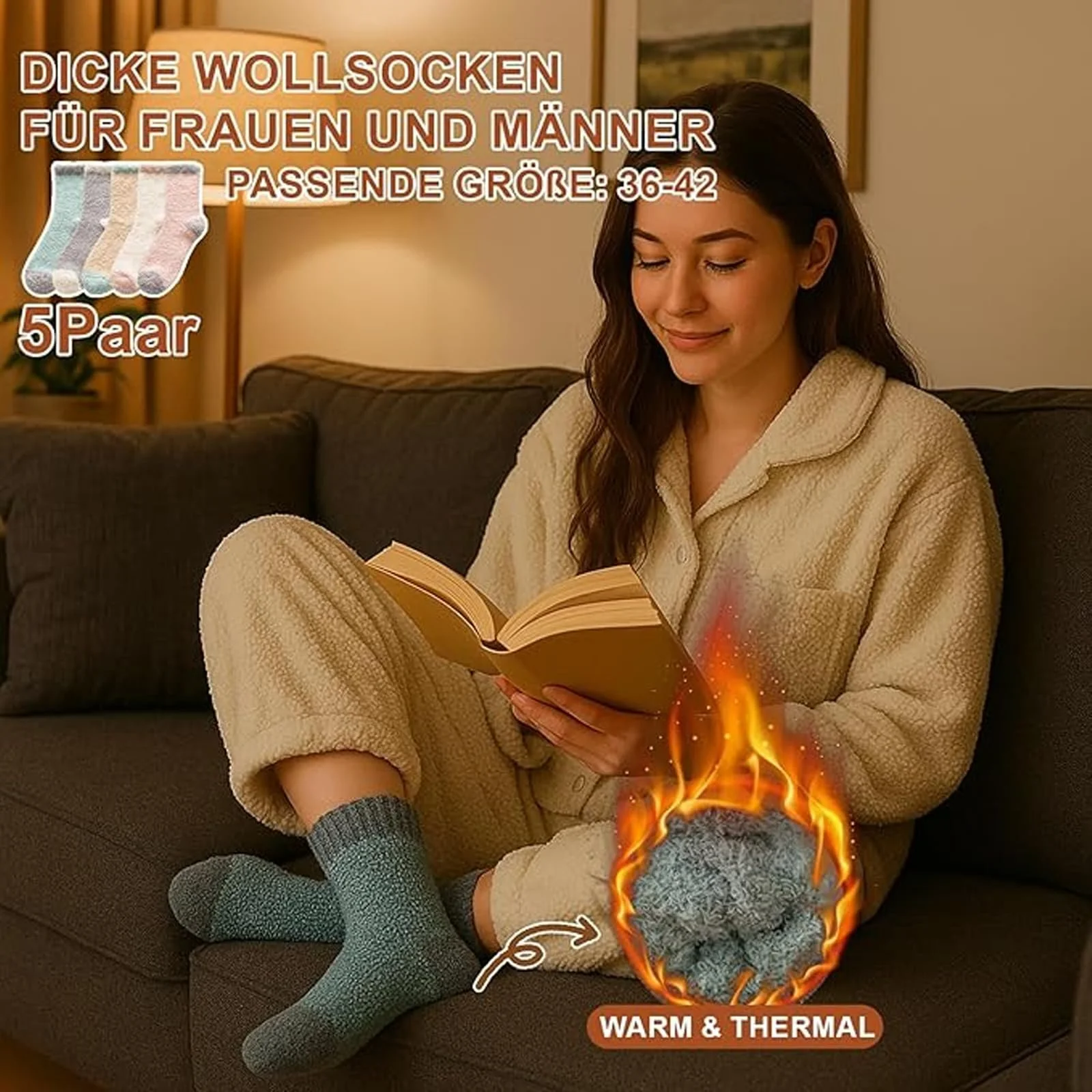 Шкарпетки Жіночі Плюшеві (5 пар) Coral Fleece Розмір 36-42, фото №2