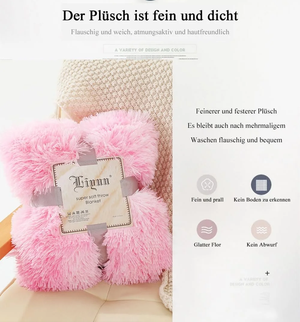 Покривало Freyamy Пухнасте з довгошерстного мікроволокна, штучне хутро, затишне, 80 x 120 см, світло-зелене, фото №5