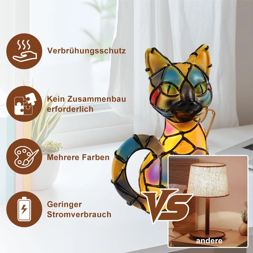 Настільна лампа Aohcae Mosaic Cat LED Tiffany полірезин USB 3D дизайн [Energy Class A], фото №4
