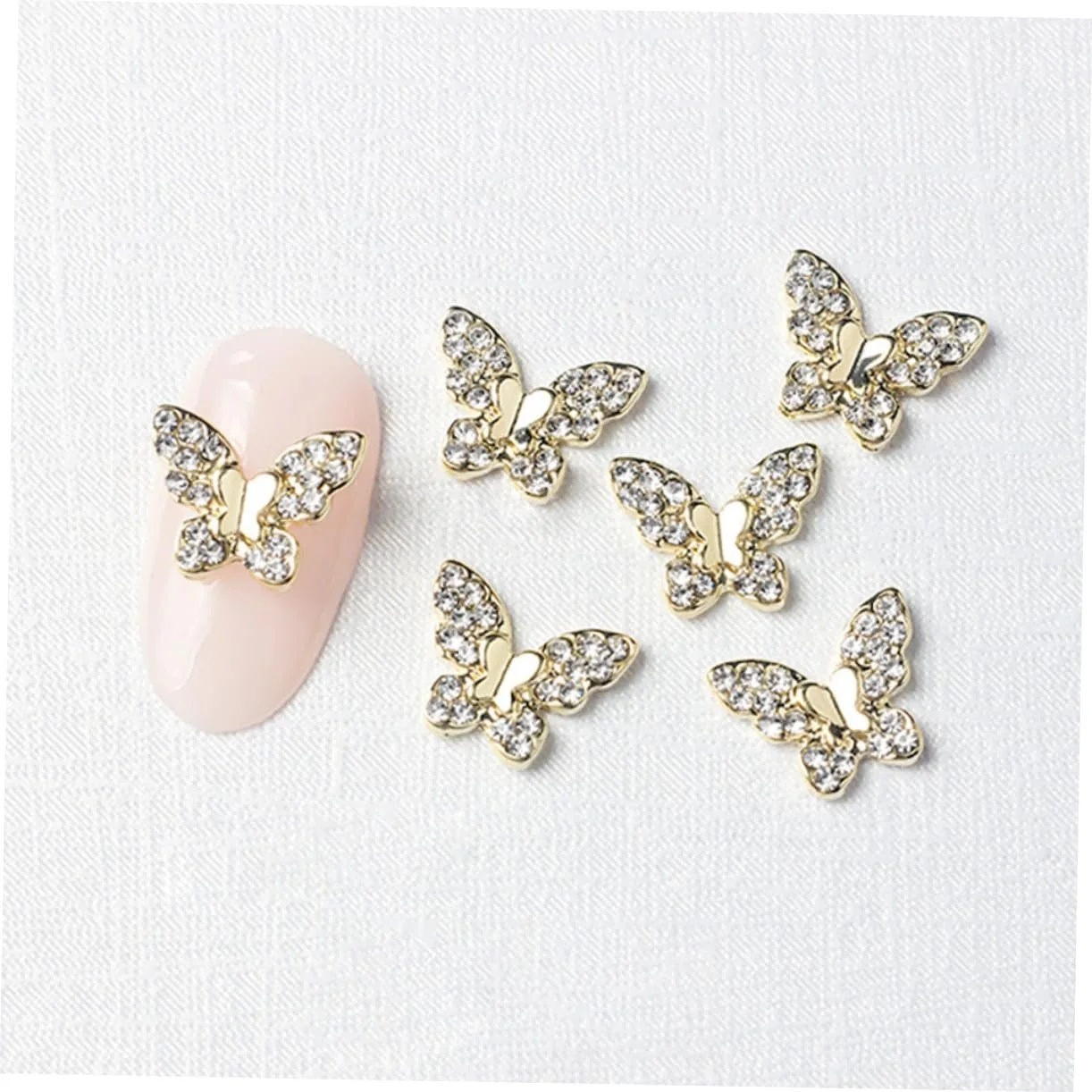 Прикраса для ногтей Бабочка Healvian 88 шт Золотистый Подвеска для ногтей Плоская задняя часть Камни для ногтей Бриллианты для ногтей 3D Шарм Маникюрный сплав, фото №4