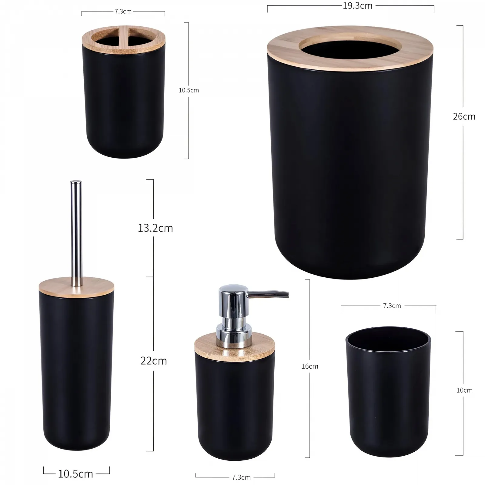 Набір для ванної кімнати Retoo 6 предметів, дозатор мила, тримач для зубних щіток, мильниця, склянка, органайзер, чорний колір, фото №9 Набір для ванної кімнати Retoo 6 предметів, дозатор мила, тримач для зубних щіток, мильниця, склянка, органайзер, чорний колір, фото №9
