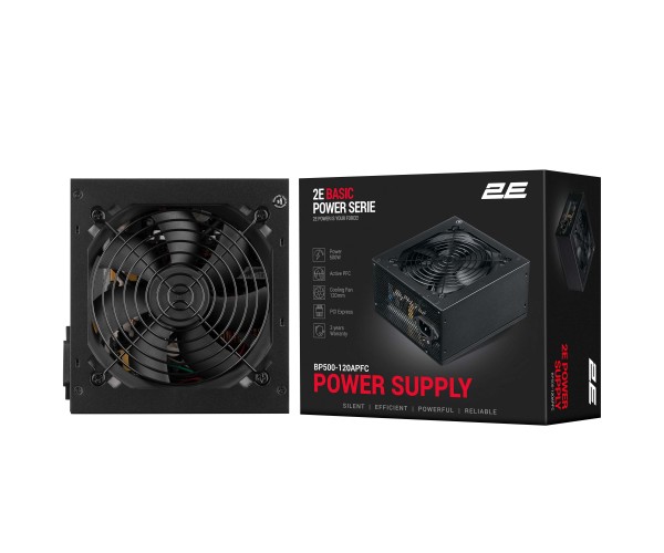 2E Блок живлення Basic Power 500W 80 120мм 1xMB 24pin(20+4), 1xCPU 8pin(4+4), 3xMolex 4xSATA 2xPCIe 8pin(6+2), фото №10