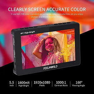 Накамерный монитор 5.5" FeelWorld F5 Prox Full HD IPS Черный цена на synthetic.ua - Фото 1 Накамерный монитор 5.5" FeelWorld F5 Prox Full HD IPS Черный synthetic.ua - Фото 1