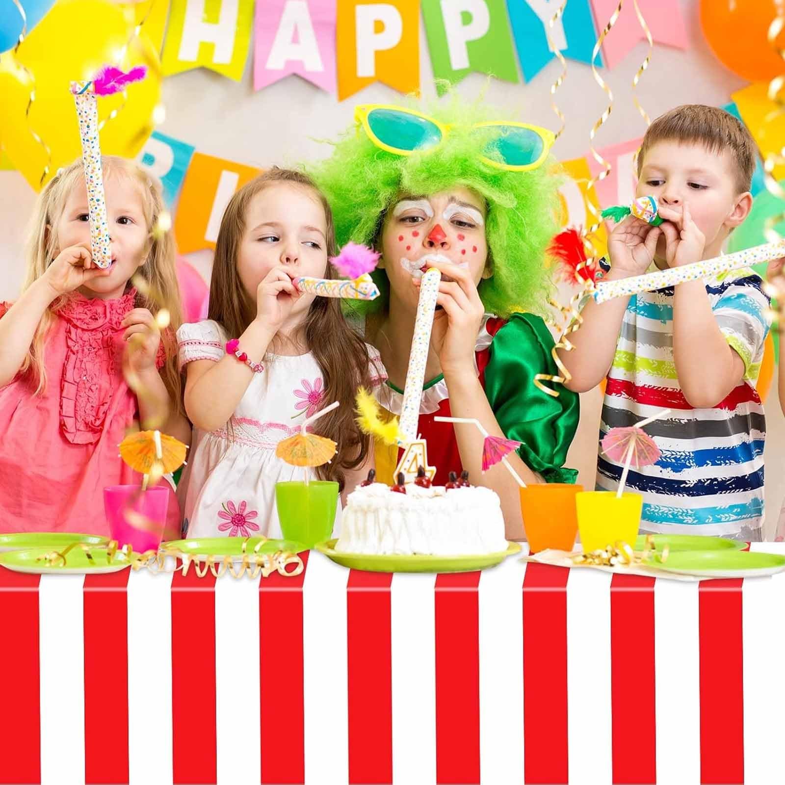Скатертина Carnival Декоративна Цирк Водонепроникна Смугаста 137 x 274 см Червоно-біла, фото №4