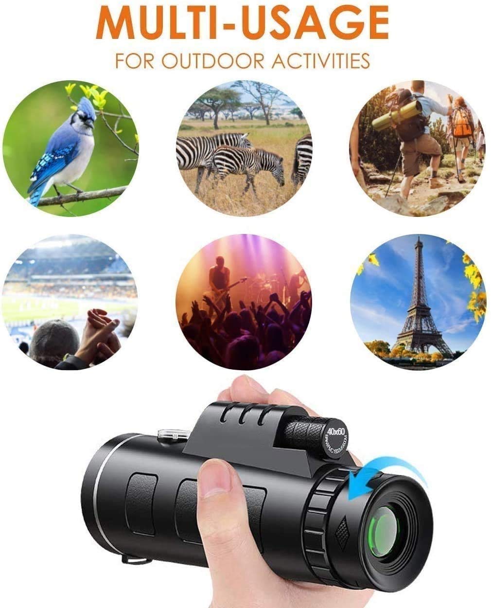 Монокуляр MRKU Ultra HD ED-Glas 40x60 водонепроницаемый BAK4 Prisma, фото №4