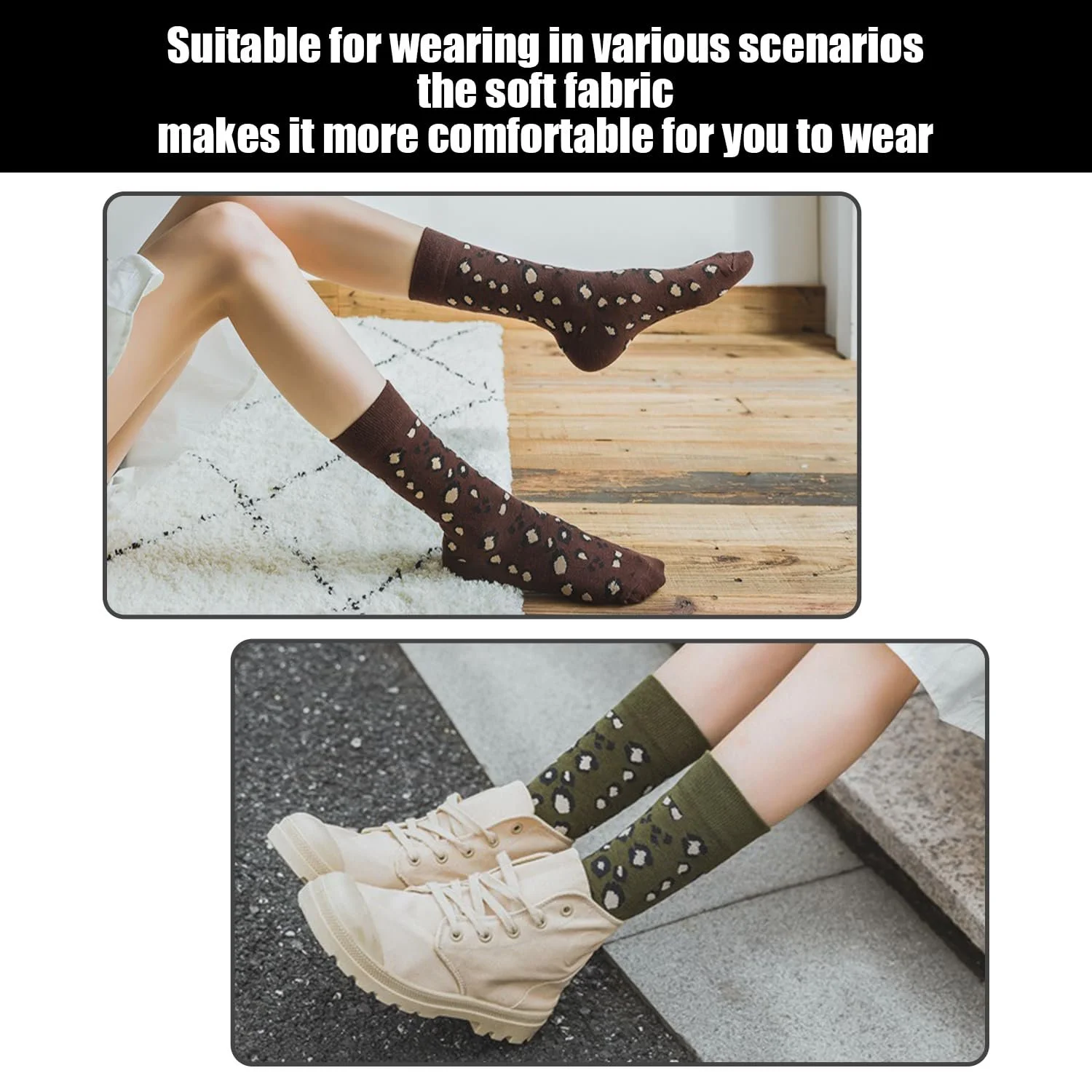 Носки средней длины с леопардовым принтом (5 пар), фото №6