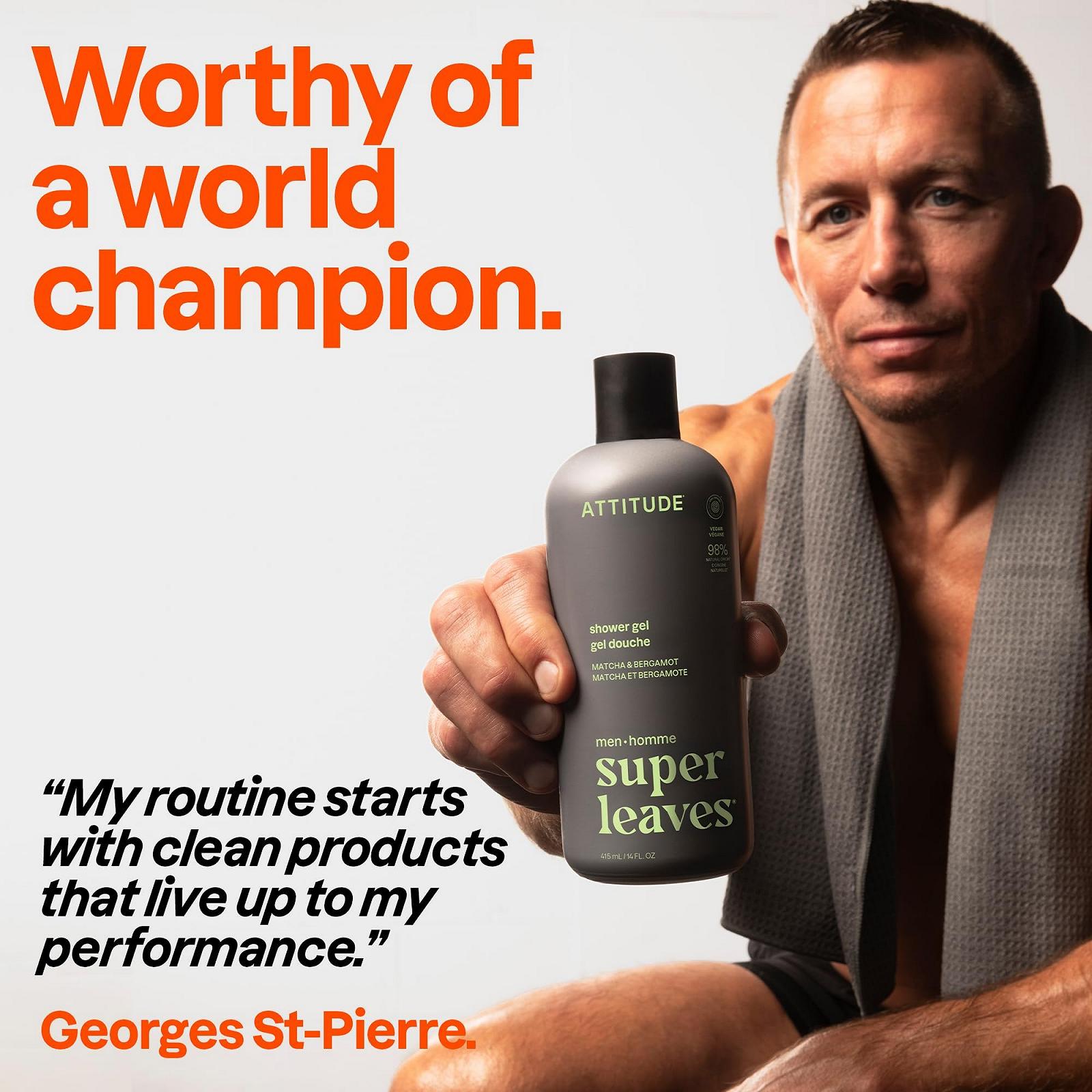 Гель для душу ATTITUDE для чоловіків 98% натуральний Матча та Бергамот 415 мл, фото №2