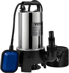 Насос для перекачки чистої та брудної води VEVOR QSB-2JH-1100B96 / 1100 Вт / 20000 л/год / Нержавіюча сталь / Срібний - Фото 1