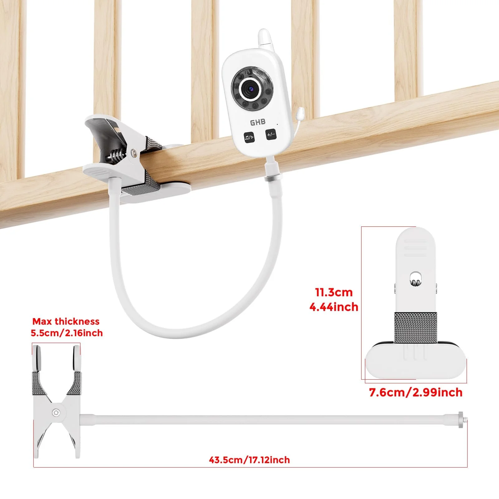 Тримач для відеоняні Gusfeliz GHB UU24 5 дюймів 720 HD Flexible 360° Adjustable, фото №7