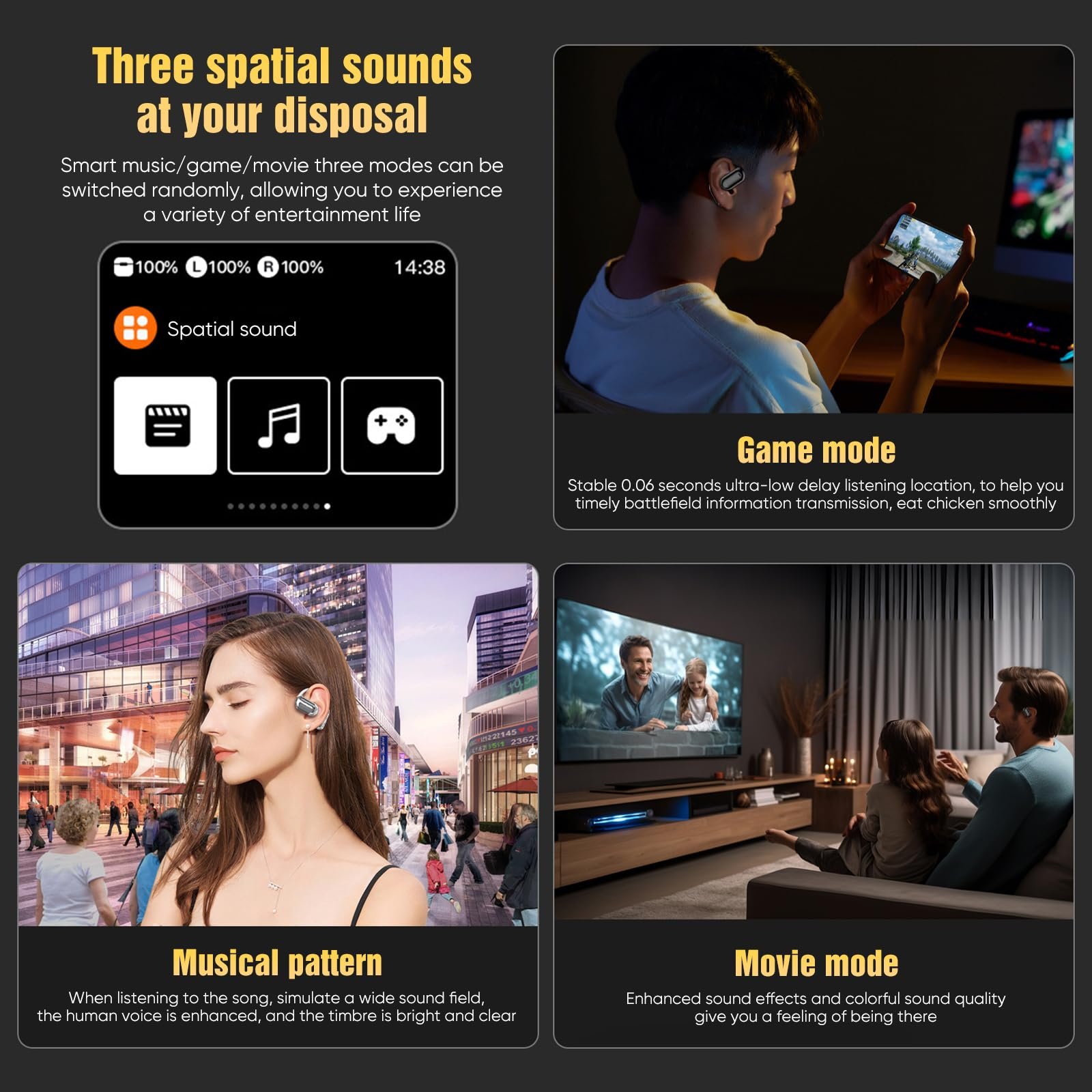 Наушники-переводчики Bluetooth 3-в-1 Ai, 135 языков, поддержка воспроизведения музыки и звонков, фото №4