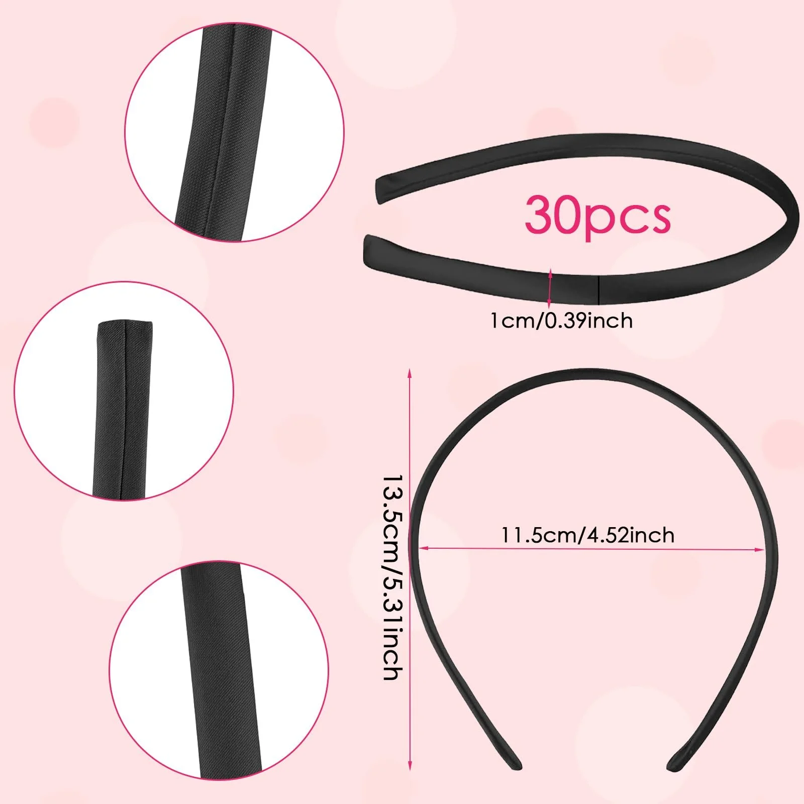 Набір обручів 30 шт, атлас, 1 см, фото №2