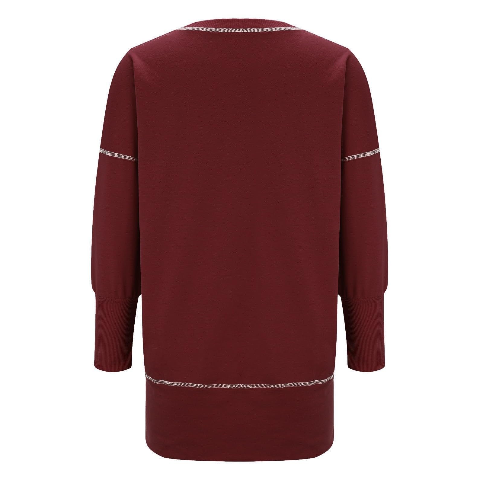 Женский рождественский свитшот 2024, праздничный флисовый топ, женский лонгслив, худи с круглым вырезом, свободный пуловер и блузка с боковым разрезом, фото №4