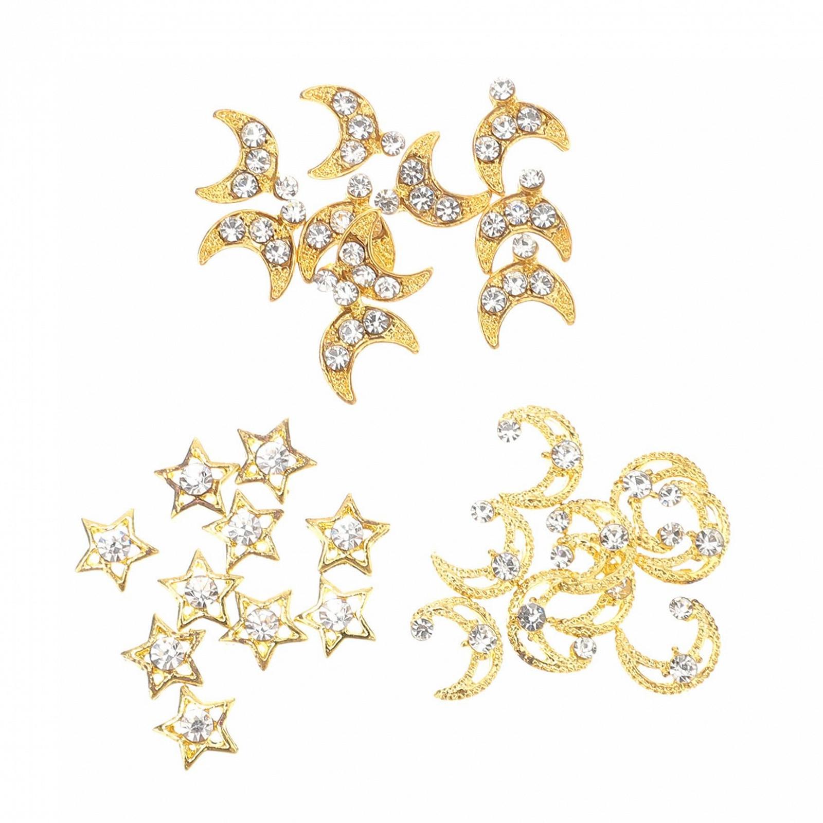 Підвіска для нігтів Mikinona Набір 3D Місяць Зірка Метал Цинк-алюмінієвий сплав, фото №1