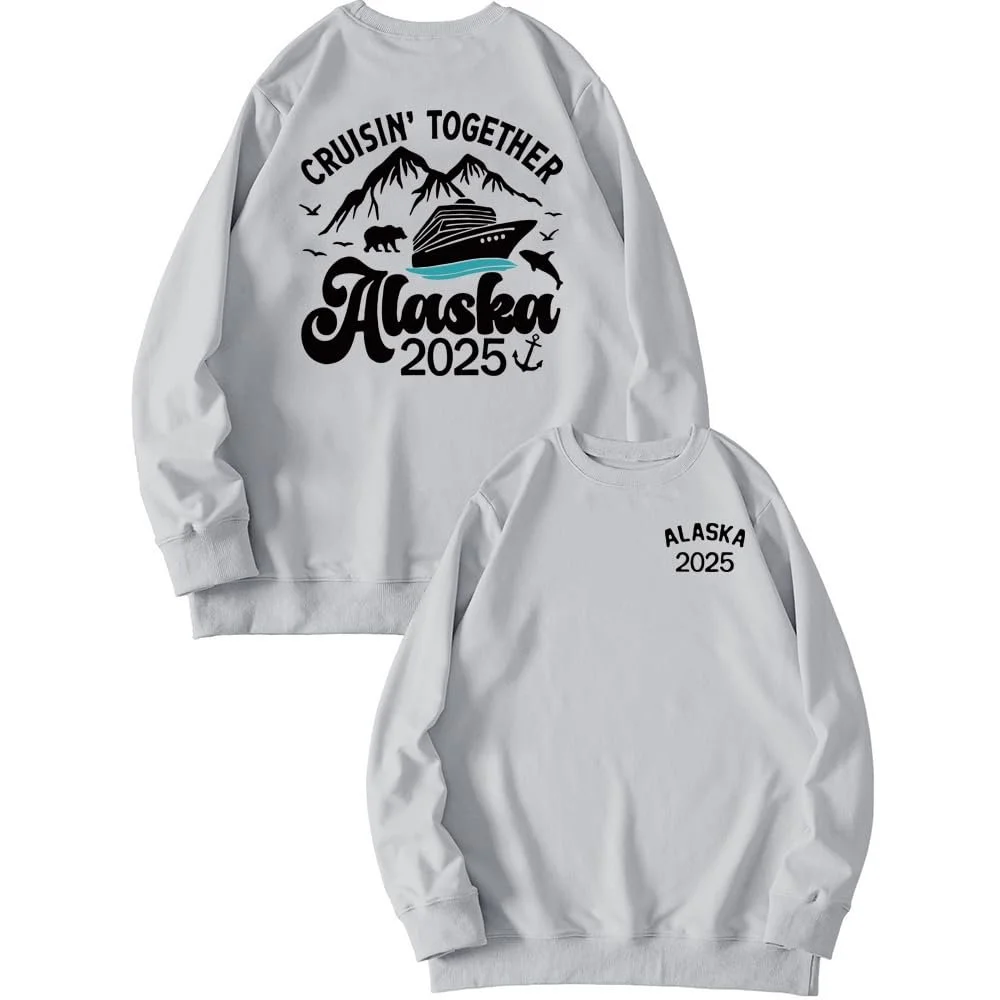 Женский Свитшот MLZHAN Alaska 2025 с принтом Cruisin Together Alaska 2025 Ship Back Printed Топы Harajuku, фото №2