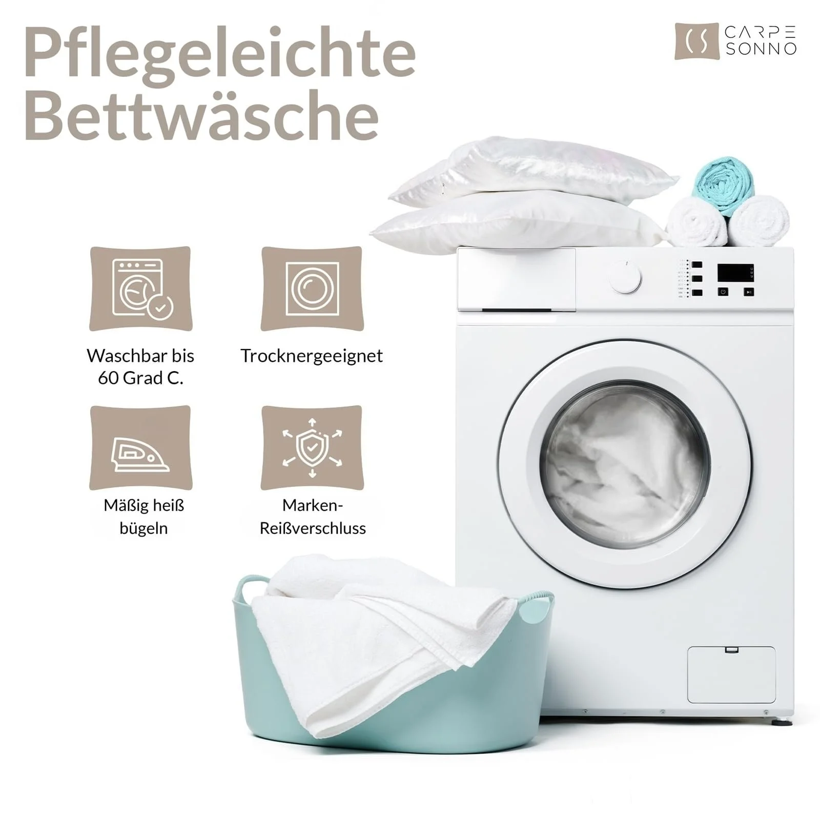 Постільна білизна Carpe Sonno® Cotton 135 x 200 см Renforce однотонна для алергіків світло-сірий меланж, фото №6