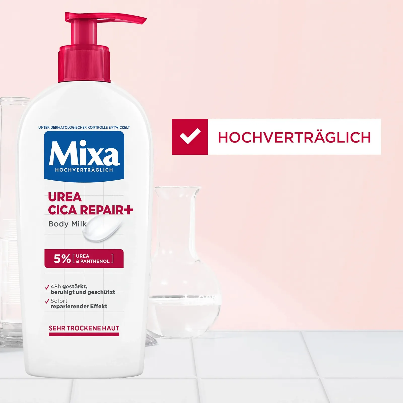 Лосьон для тела Mixa Urea Cica XXL, с мочевиной и регенерирующим пантенолом, успокаивающее и защитное молочко для тела, для сухой кожи, высокая совместимость, предотвращает раздражение кожи, 400 мл, фото №8