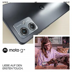 Смартфон Motorola Moto g14 128 ГБ 4 ГБ RAM 6,5" FHD+ 50 Мп 5000 мАг Android 13 Steel Grey з чохлом synthetic.ua - Фото 1