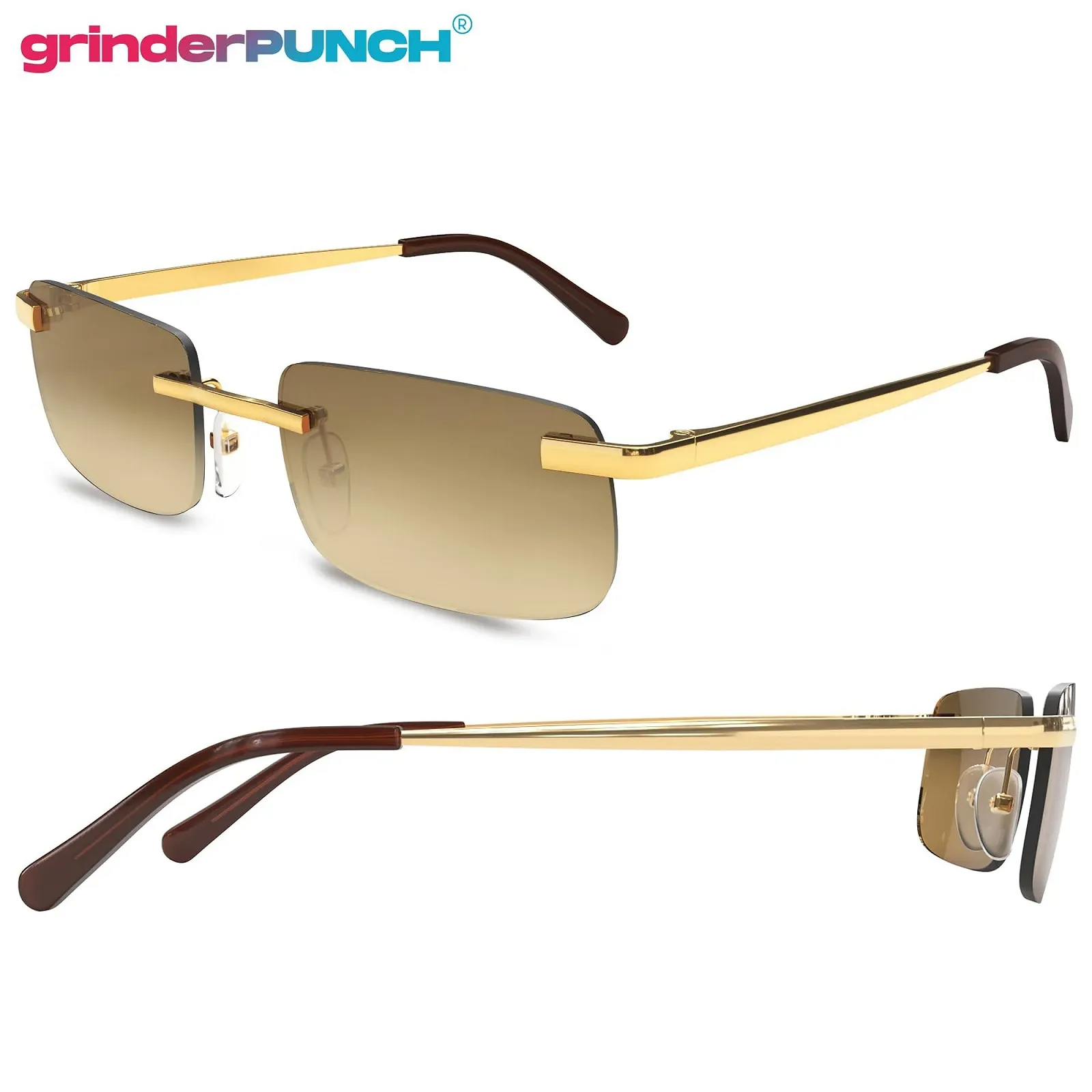 Сонцезахисні окуляри grinderPUNCH Прямокутні Без оправи, фото №2