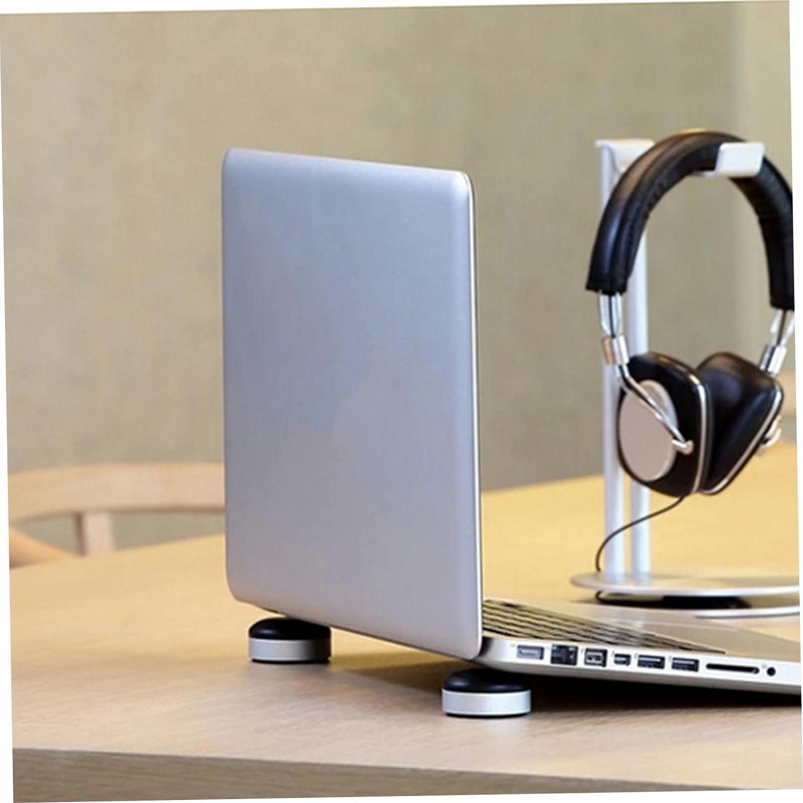 Подставка для ноутбука с теплоотводом, портативный держатель для ноутбука, нескользящий, эргономичный, наклонный, стабильное основание для ноутбука, регулируемая по высоте, для офиса, дома, черный, фото №5