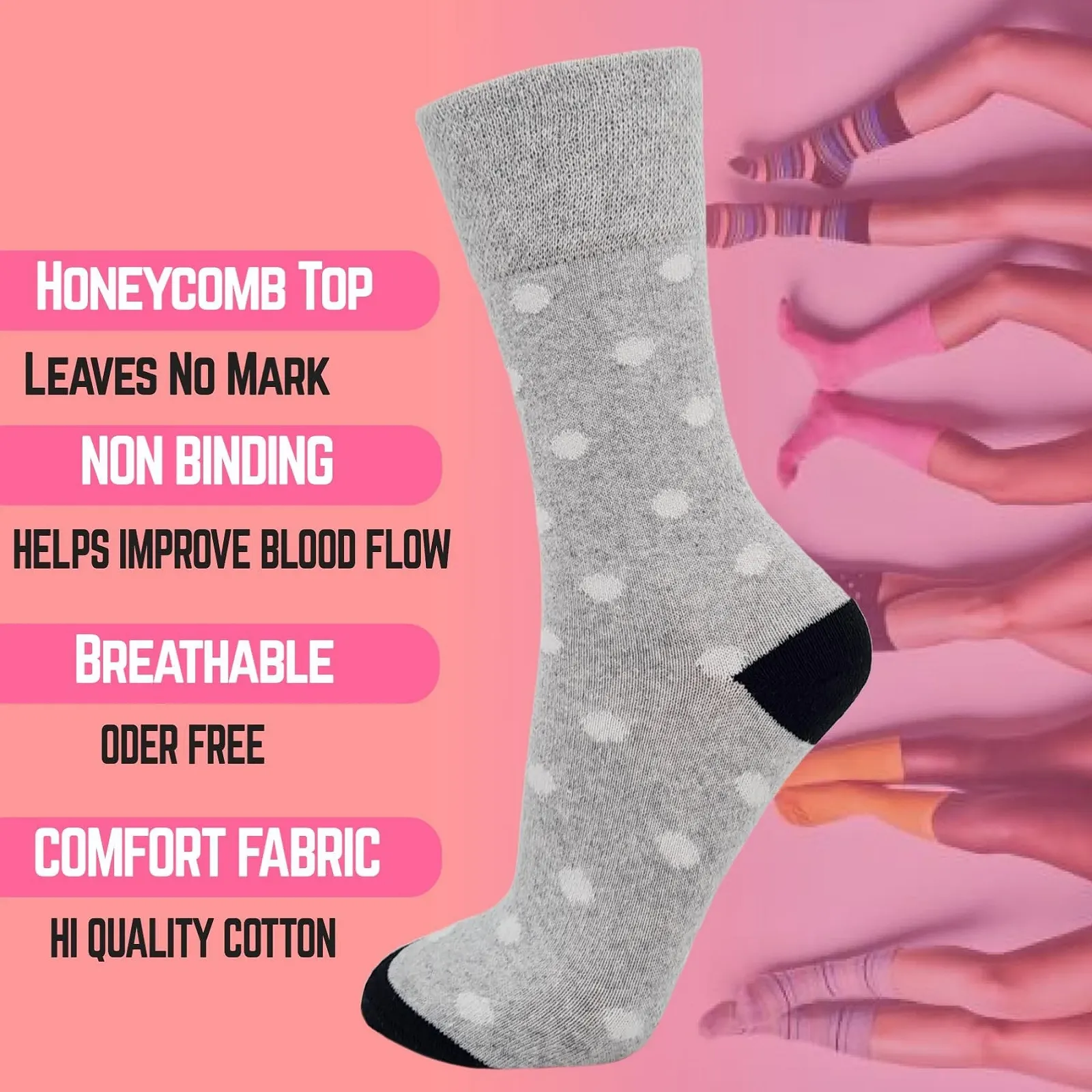 Жіночі шкарпетки без резинки для діабетиків (6 пар), фото №3