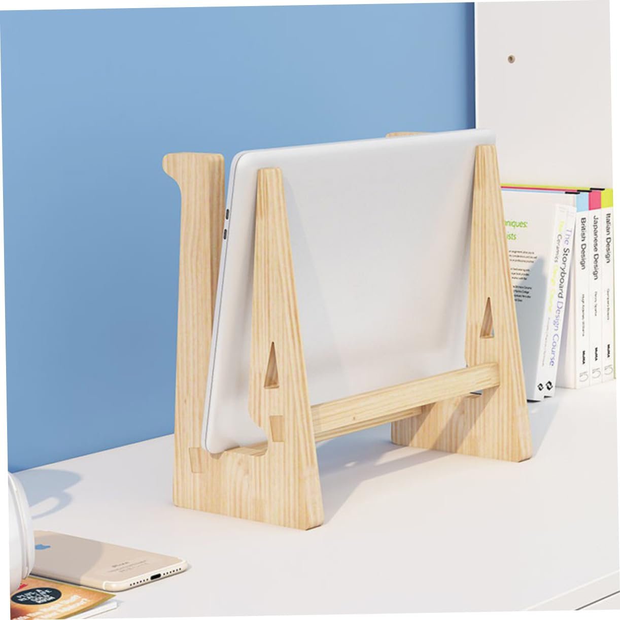 Практична дерев'яна підставка для ноутбука Регульована по висоті Натуральна з вентиляцією Ергономічна, фото №7