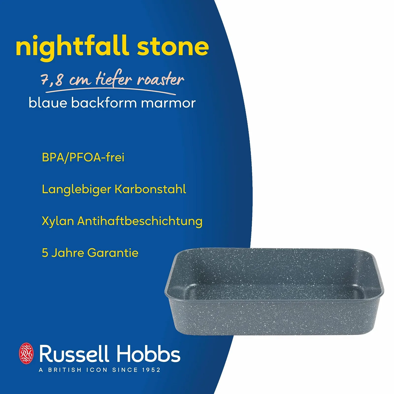 Форма для запікання Russell Hobbs Nightfall RH01832EU глибока вуглецева сталь 39.5 см синій мармур, фото №2
