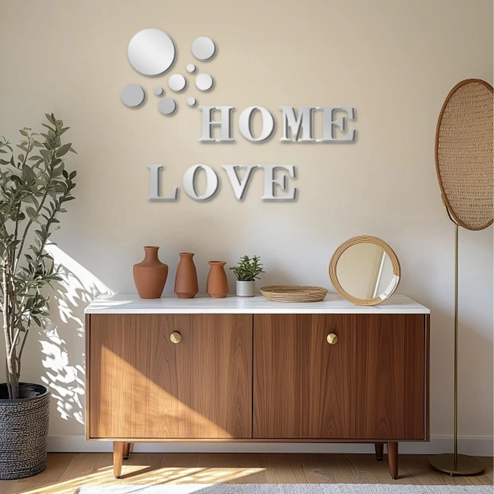 Наклейки на стіну Home Love 3D Акрилові Круглі 26 шт Сріблясті, фото №5