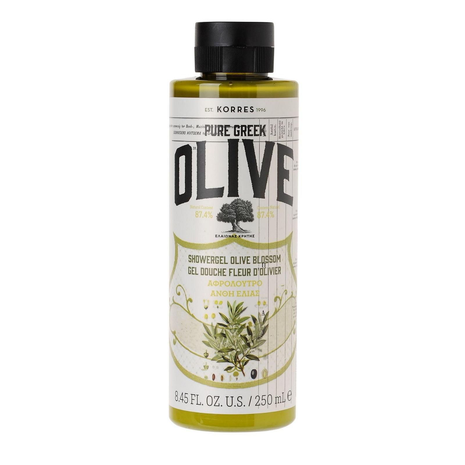 Увлажняющий гель для душа KORRES Olive & Olive Blossom для гладкой кожи, с экстра оливковым маслом первого отжима, веганский, 250 мл, фото №1