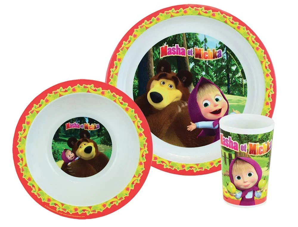Детский набор посуды Fun House Masha et Michka: тарелка, миска и стакан, пластик, разноцветный, фото №1 Детский набор посуды Fun House Masha et Michka: тарелка, миска и стакан, пластик, разноцветный, фото №1