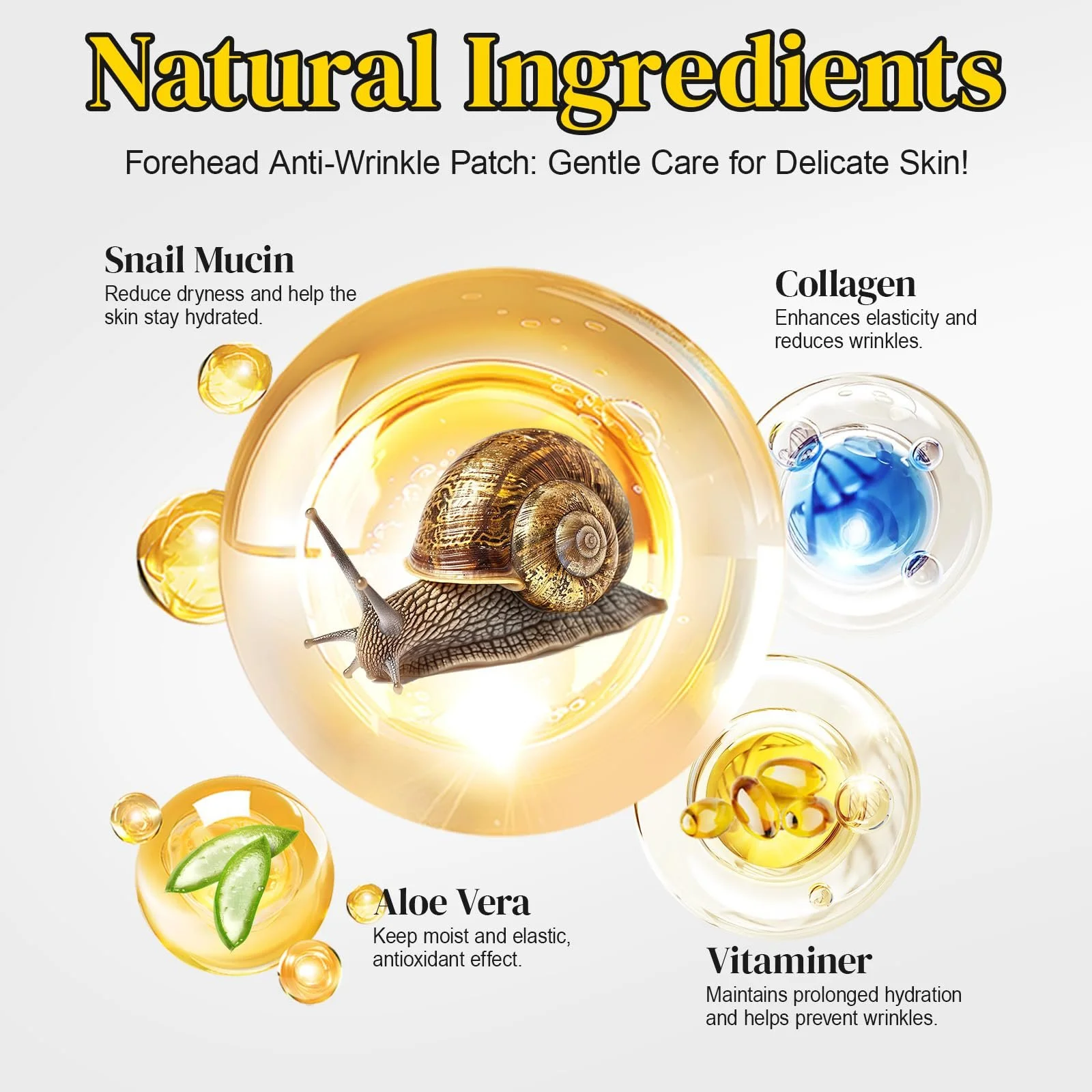 Пластир для чола проти зморшок з муцином равлика для розгладження дрібних ліній і зморшок, 14 шт, фото №2