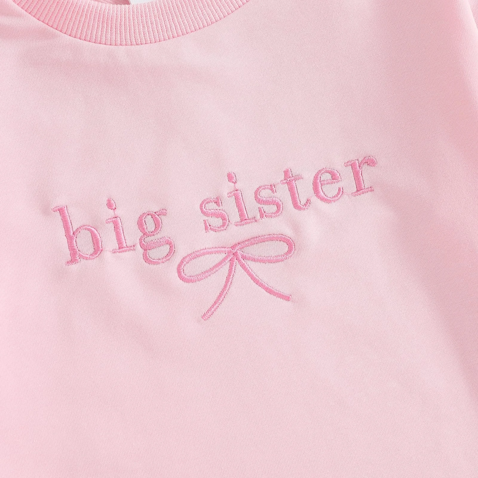 XIXIMAON Детская Одежда для Девочки Осенний Большой Сестры Маленькой Сестры Комплект Одежды Новорожденная Вышивка Буквой Бантом Лонгслив Ромпер Детский Свитшот Зимние Топы, фото №4