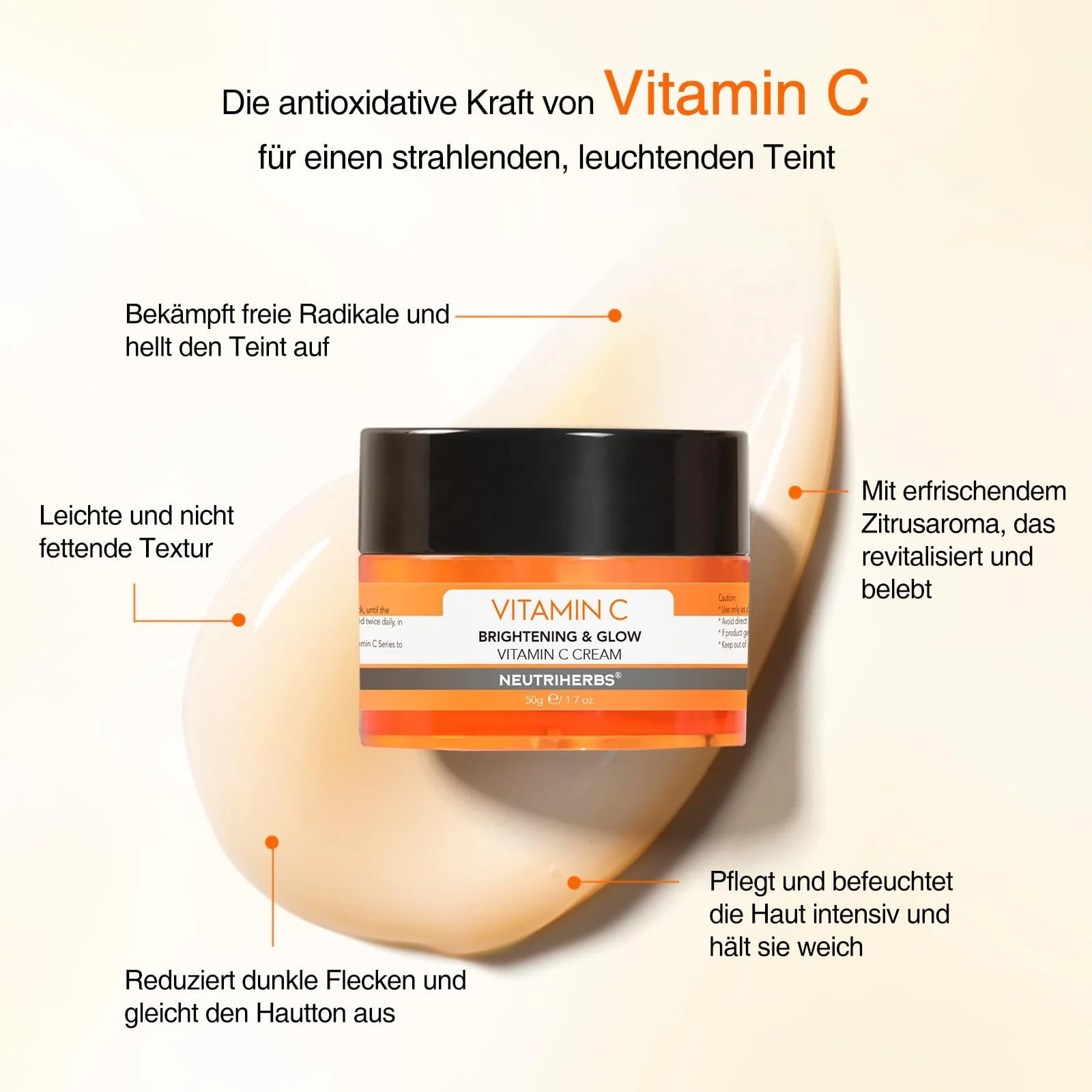 Крем для обличчя денний та нічний Neutriherbs Vitamin C Зволожувальний Пом'якшувальний Розгладжувальний 1,7 унції, фото №6