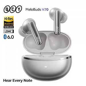 Наушники QCY MeloBuds N70 Hi-Res LDAC PureSilenz ANC MEMS BT6.0 White - Фото 1