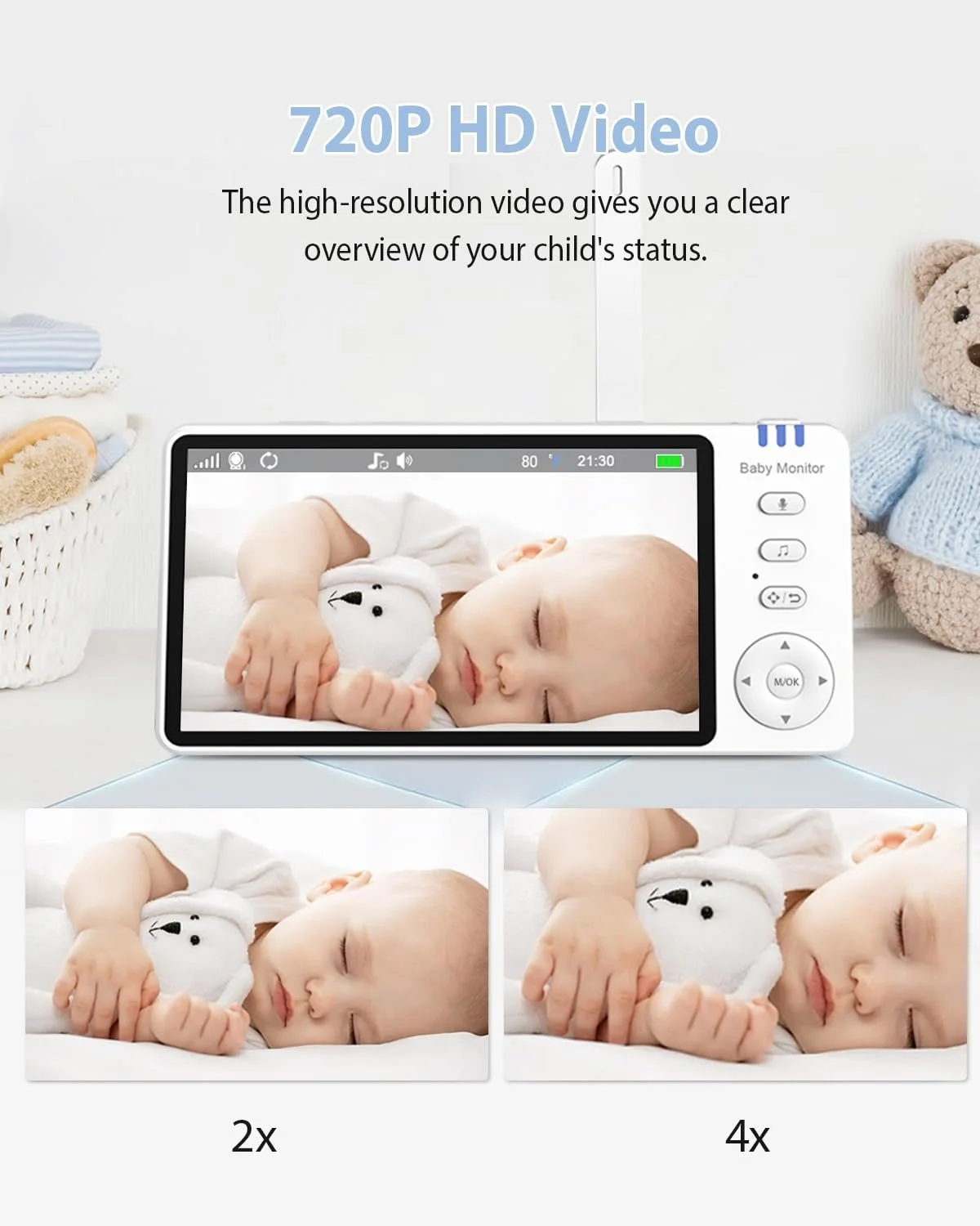 Відеоняня Ade 5 дюймів 720P HD IPS 300 м VOX 3500 mAh, фото №9