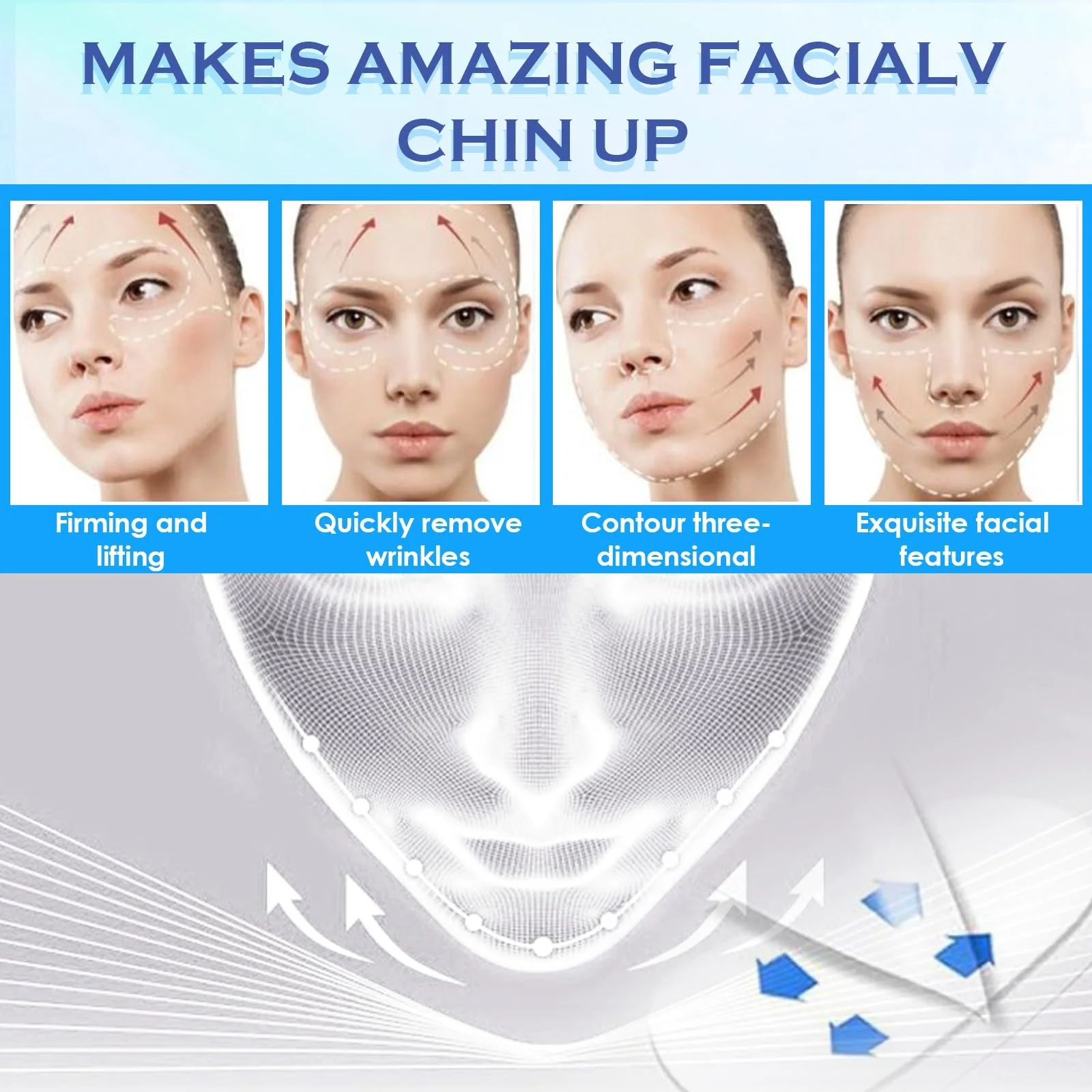 Стрічки для підтяжки обличчя LURNODY, 60 шт., невидимі наклейки для підтяжки обличчя, фото №3