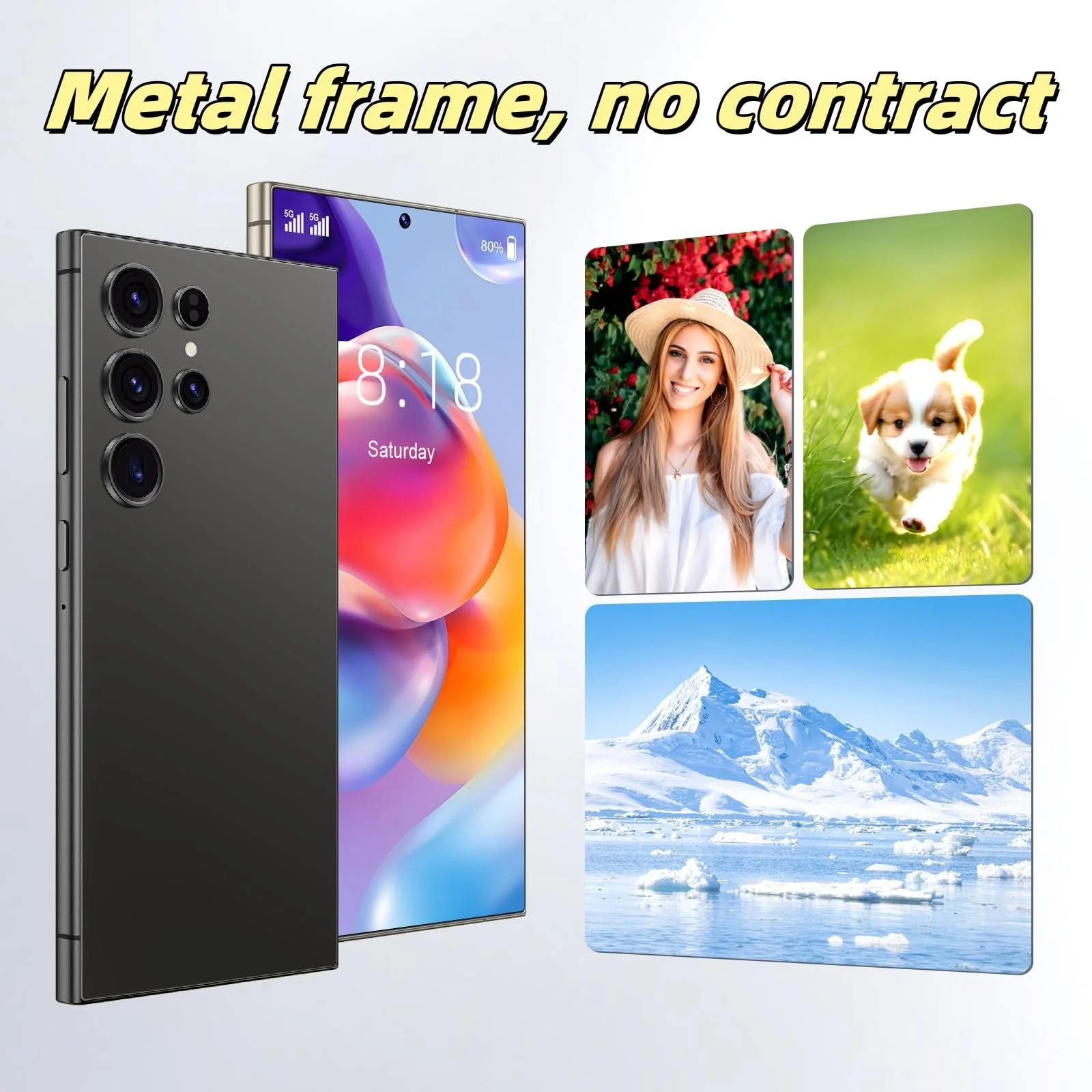 Смартфон 4G LTE 64GB 6.75 дюймов Android Metal Frame Dual SIM Black, фото №4