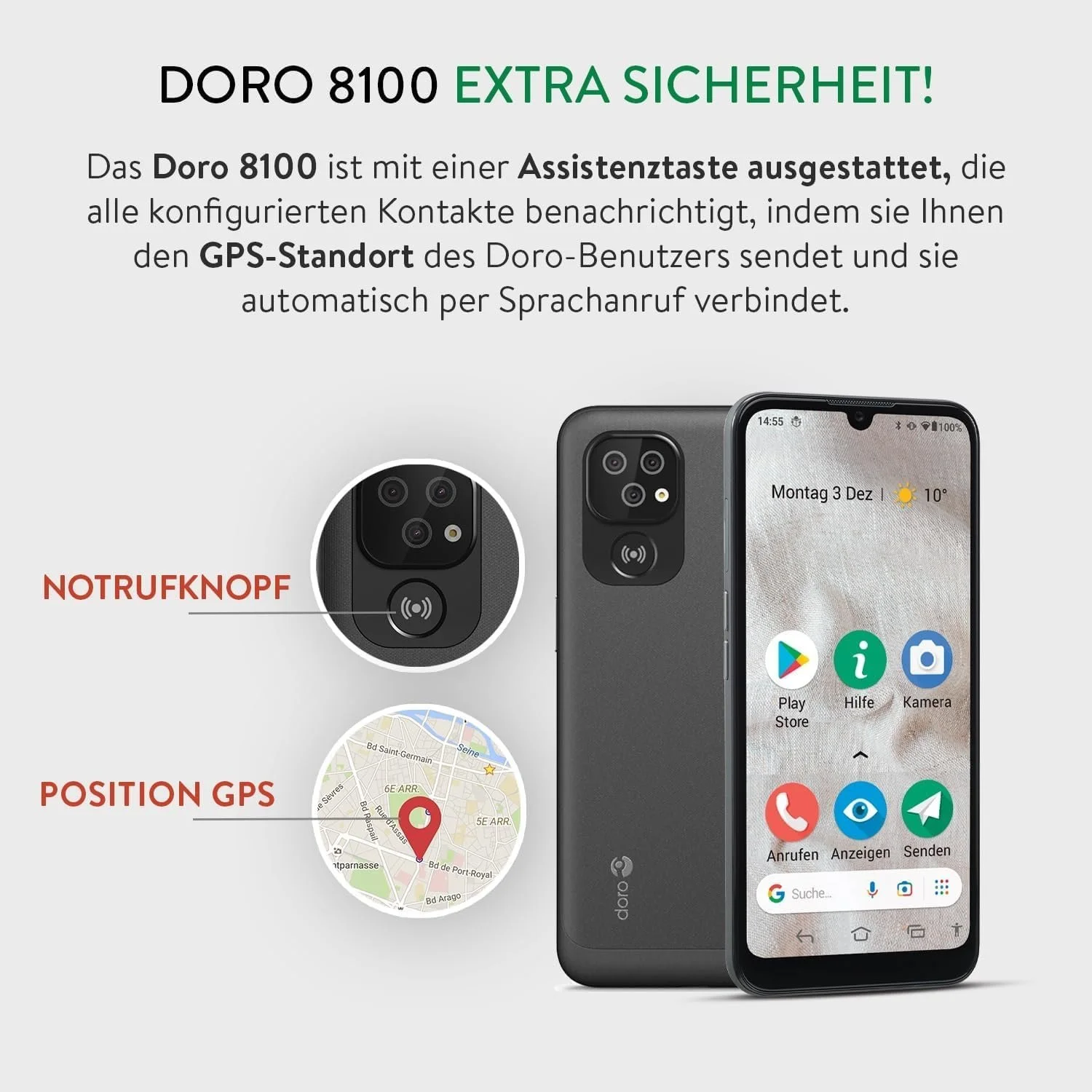 Смартфон Doro 8100 Plus 4G 6.1'' Triple camera Black, фото №4 Смартфон Doro 8100 Plus 4G 6.1'' Triple camera Black, фото №4